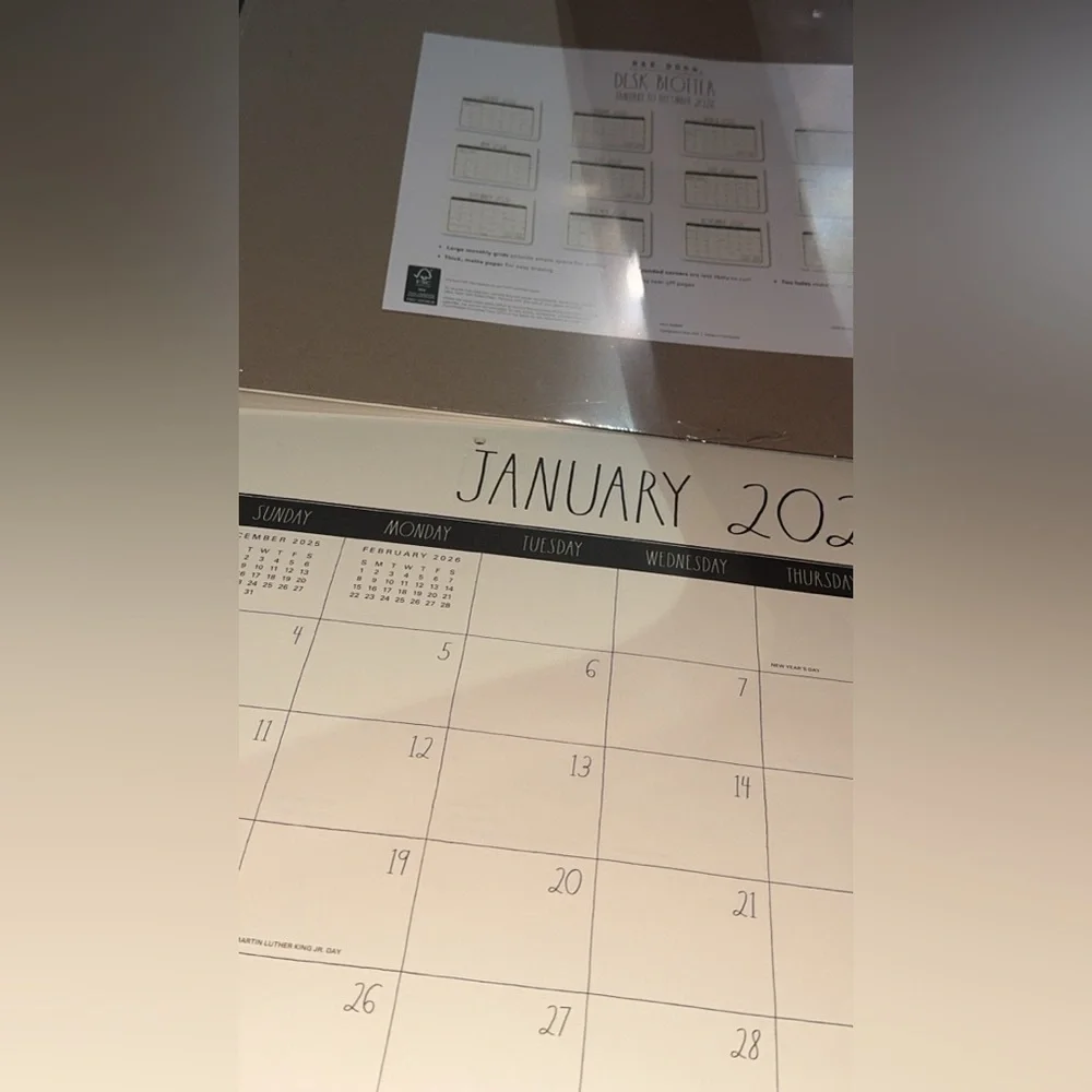 SALE NWT Rae Dunn January-December 26’ LRG Desk Blotter Monthly Planner Calendar